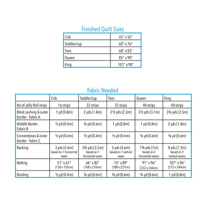 Rustic Windows Quilt Pattern - Jelly Roll 5 sizes Crib to King - Saltwater